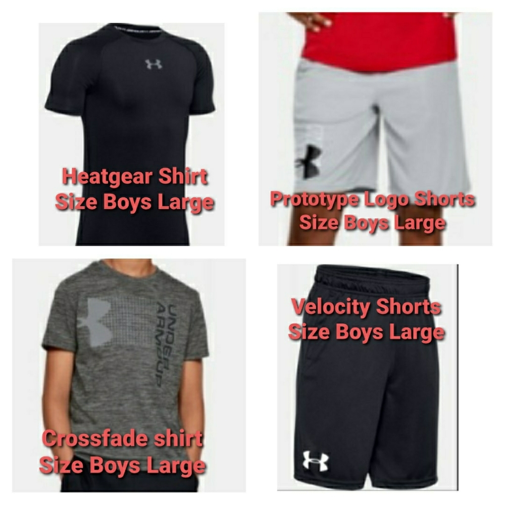 NWT BUNDLE Boys Under Armour Shirts & Shorts Large